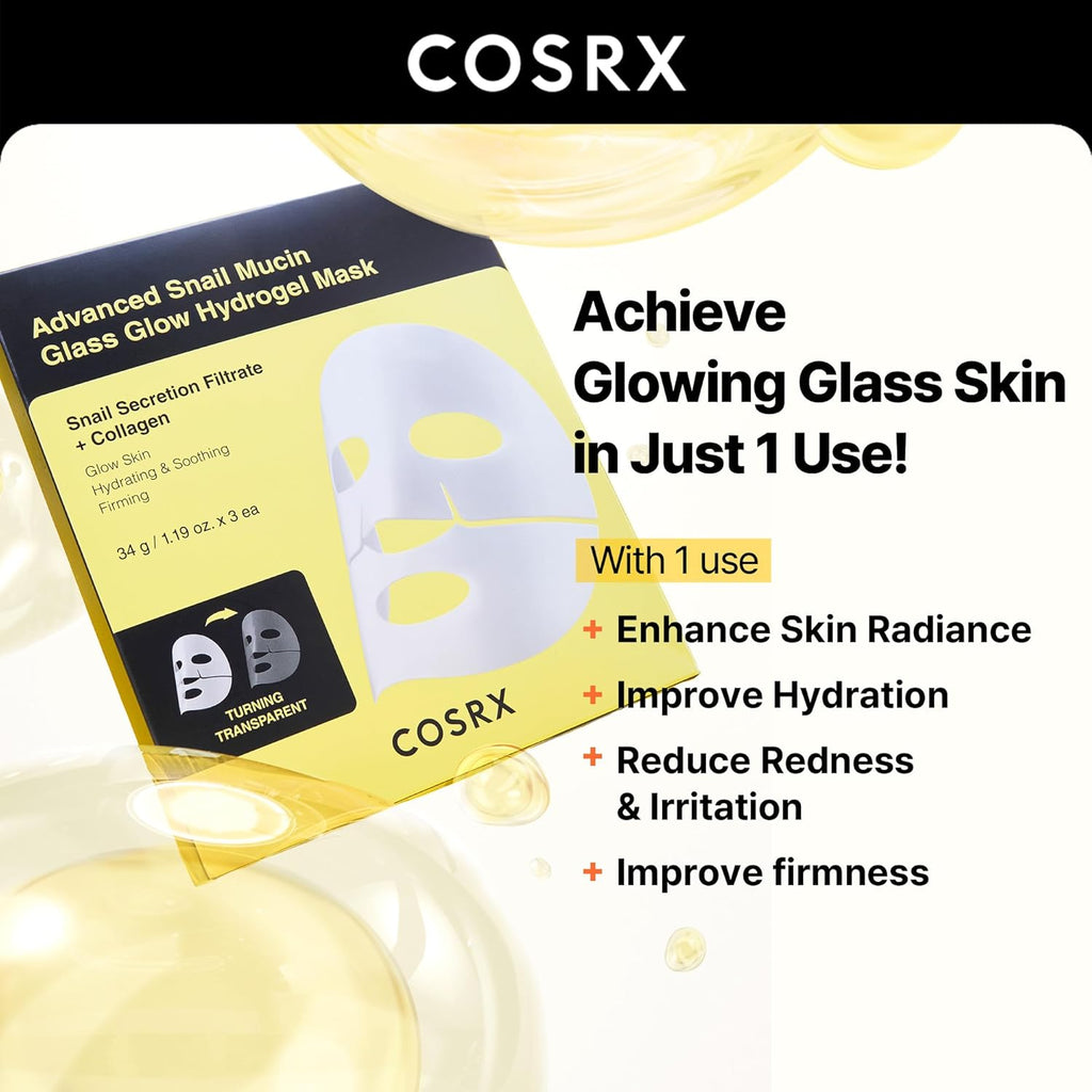 COSRX Advanced Snail Mucin Glass Glow Hydrogel Mask (3 Sheets)