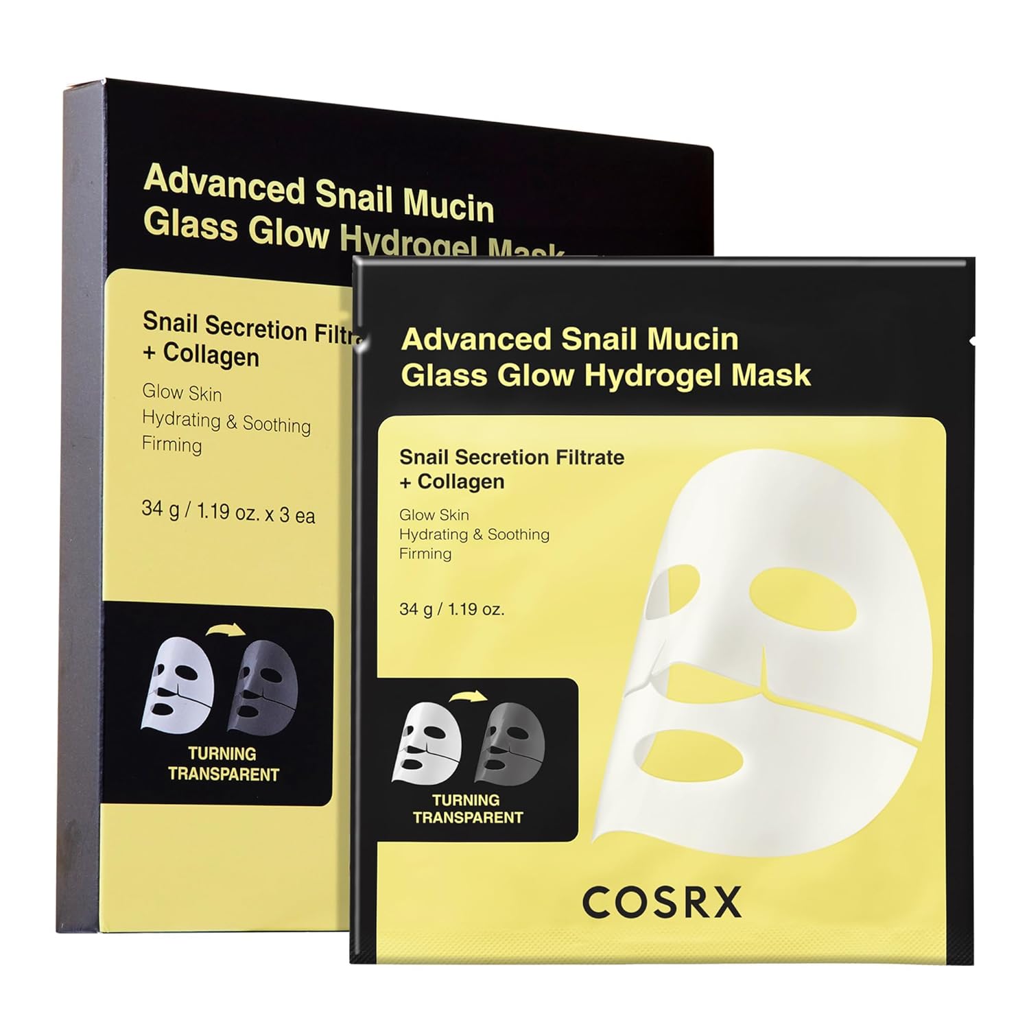 COSRX Advanced Snail Mucin Glass Glow Hydrogel Mask (3 Sheets)