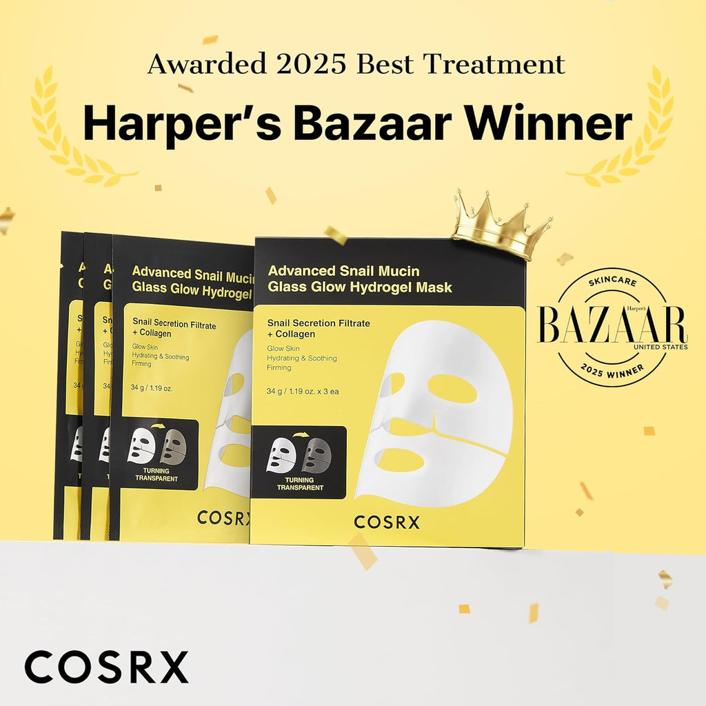 COSRX Advanced Snail Mucin Glass Glow Hydrogel Mask (3 Sheets)
