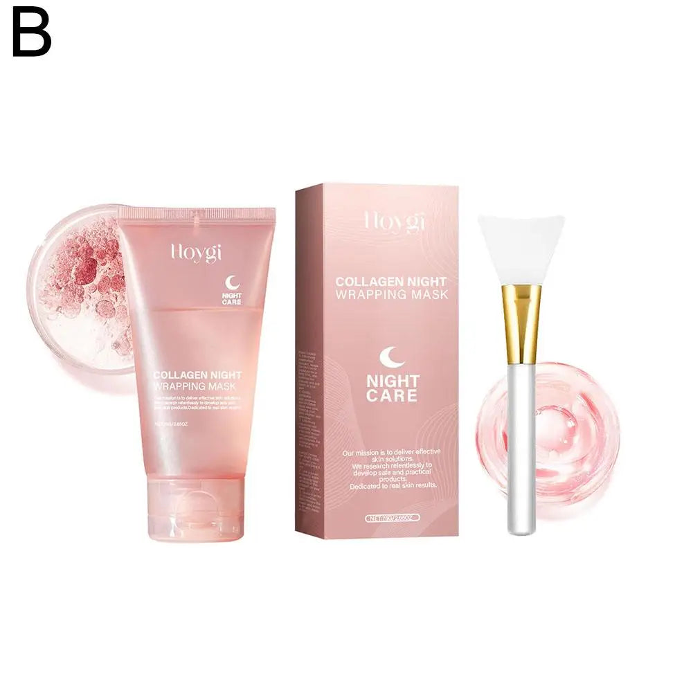 Collagen Overnight Wrapping Peel Off Facial Mask, Korean Collagen Night Wrapping Mask Deeply Hydrates Night Care Mask Cream 75ml